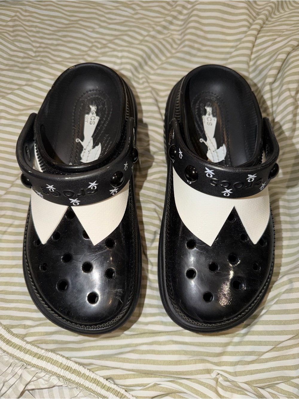 Wednesday Addams Black and White Slip-On CROCS